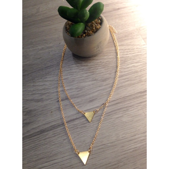 2-Tier Triangle Bohemian Indie Layered Necklace - Picture 2 of 4